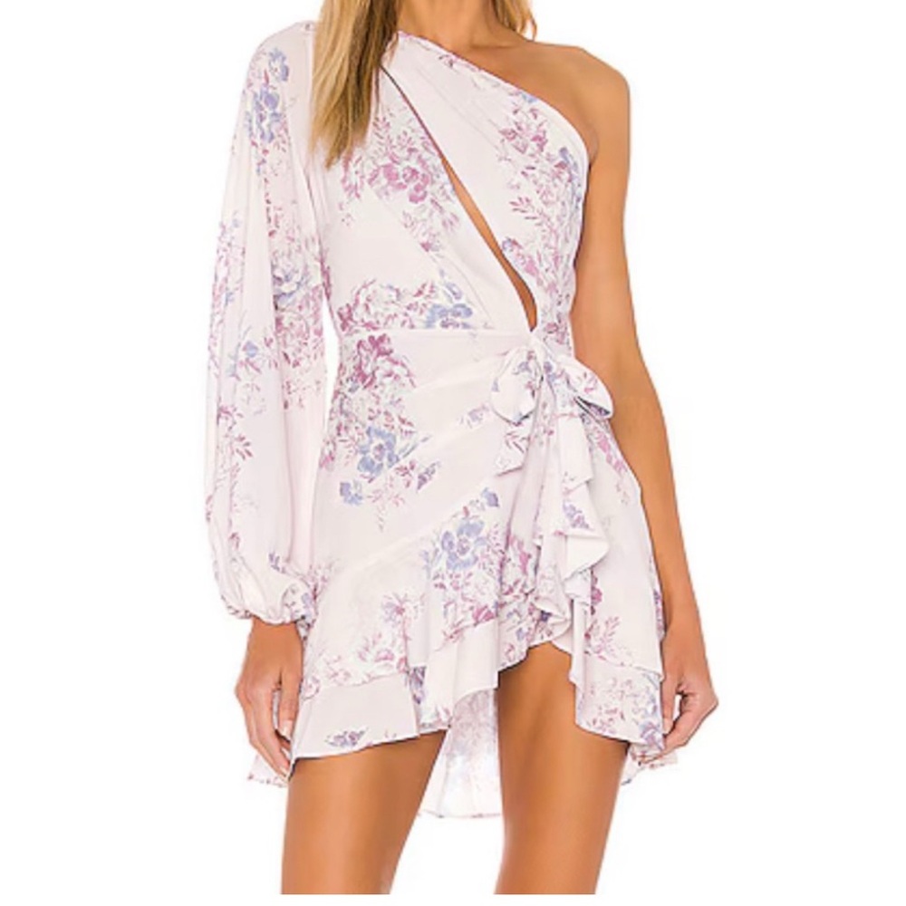 Michael Costello Revolve Floral One-Shoulder Dress